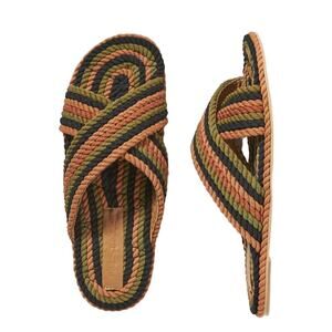 Salt + Umber Size 7 Saraya Earth Tone Fabric Rope Sandal